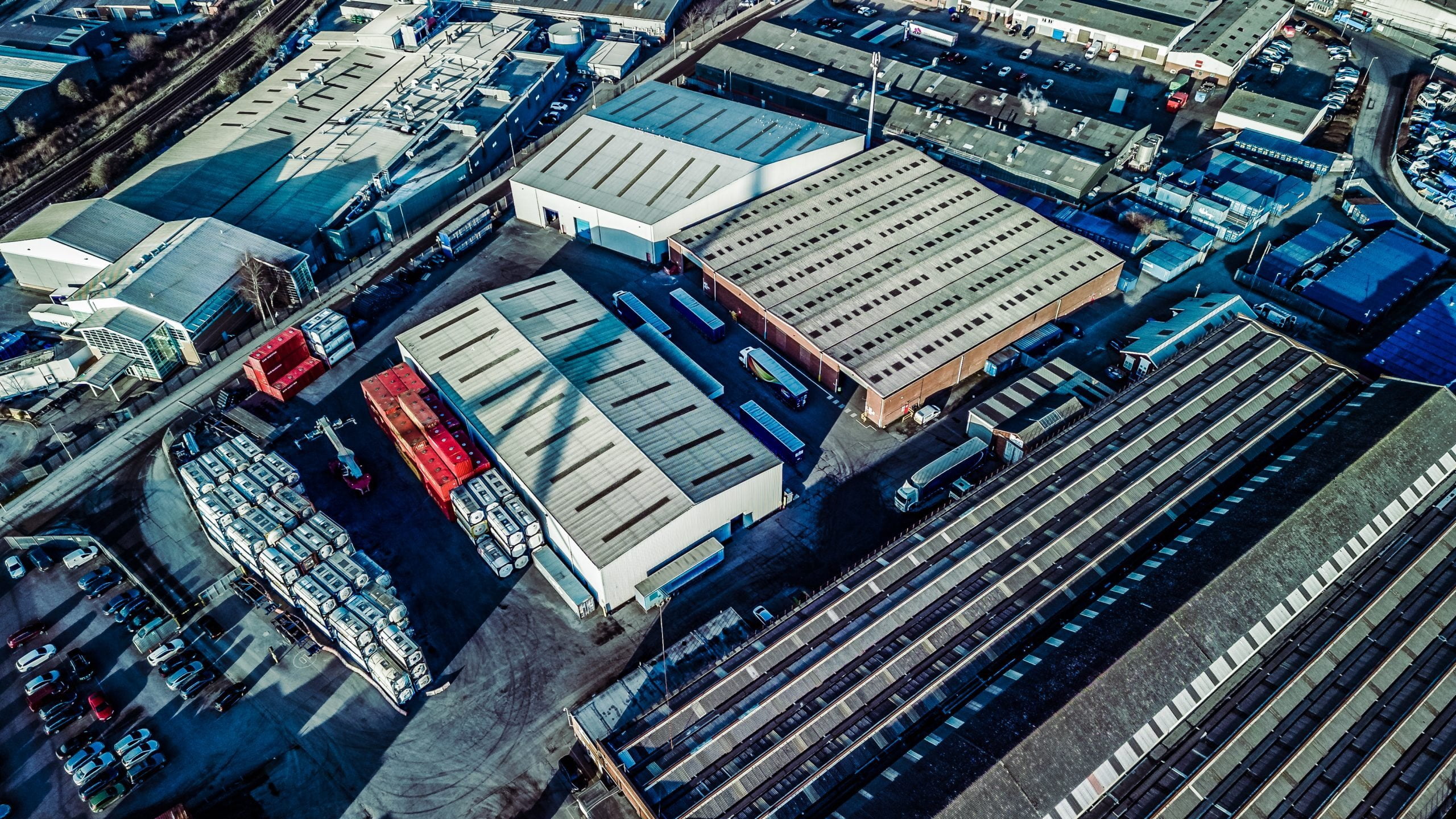 Ariel view of warehouses